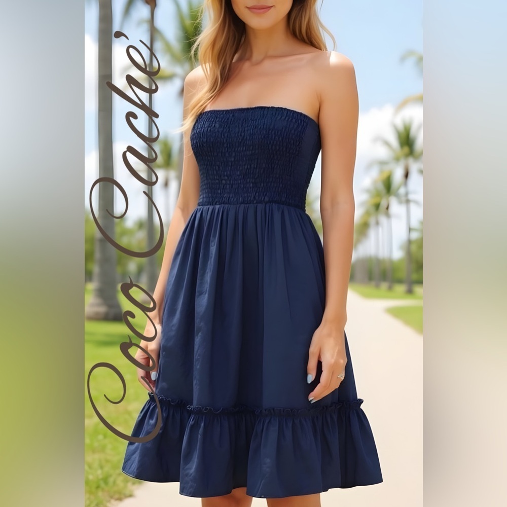 Bohemian Strapless Ruffle Hem Sundress or Coverup